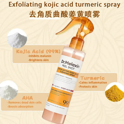 Body Keratin Care Acid Turmeric Spray with Gentle Body Brightening & Exfoliating Peeling Solution Korean Skincare, 6.76 Fl.Oz